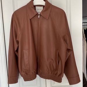 Wilfred Free vegan leather collard bomber jacket